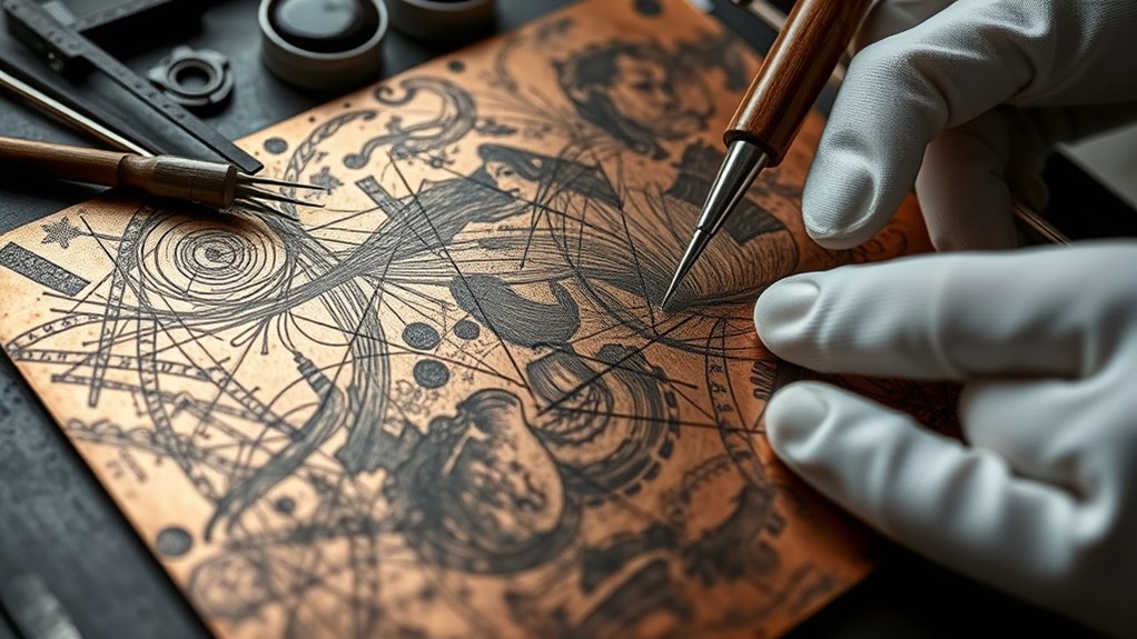 incising metal for print