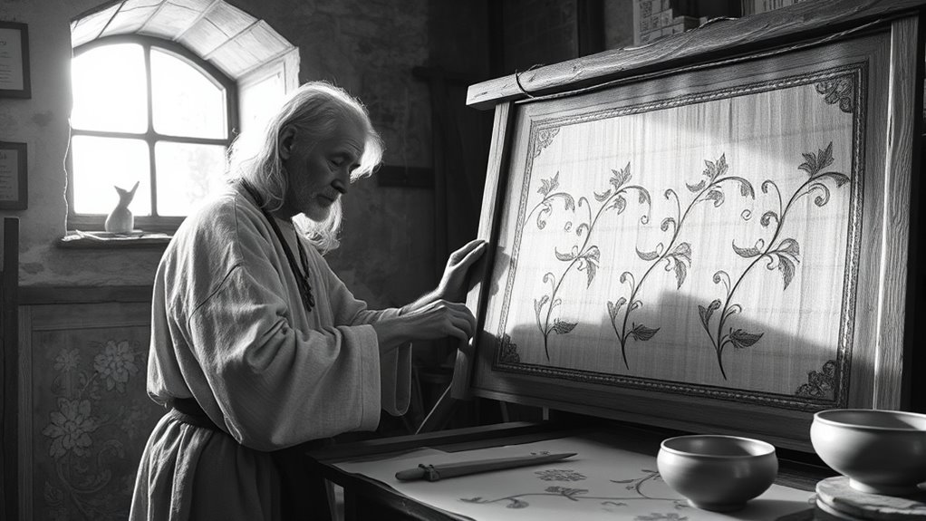 medieval textile stencil refinement