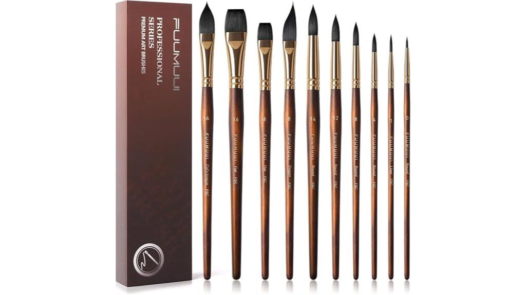 10 piece watercolor brush set