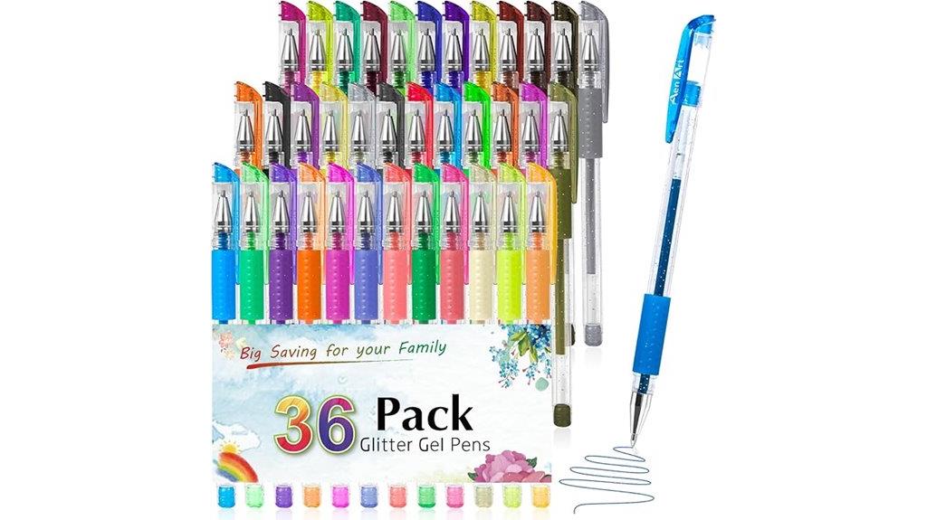 36 color glitter gel pens