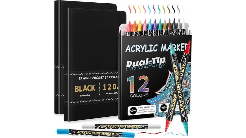 black sketchbook with markers