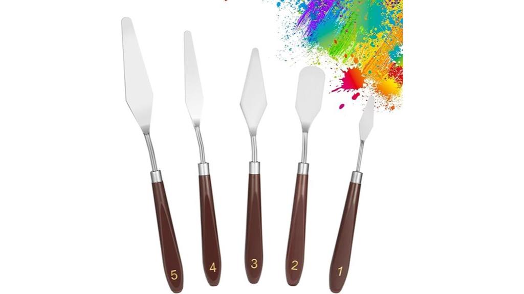 five piece steel palette knives