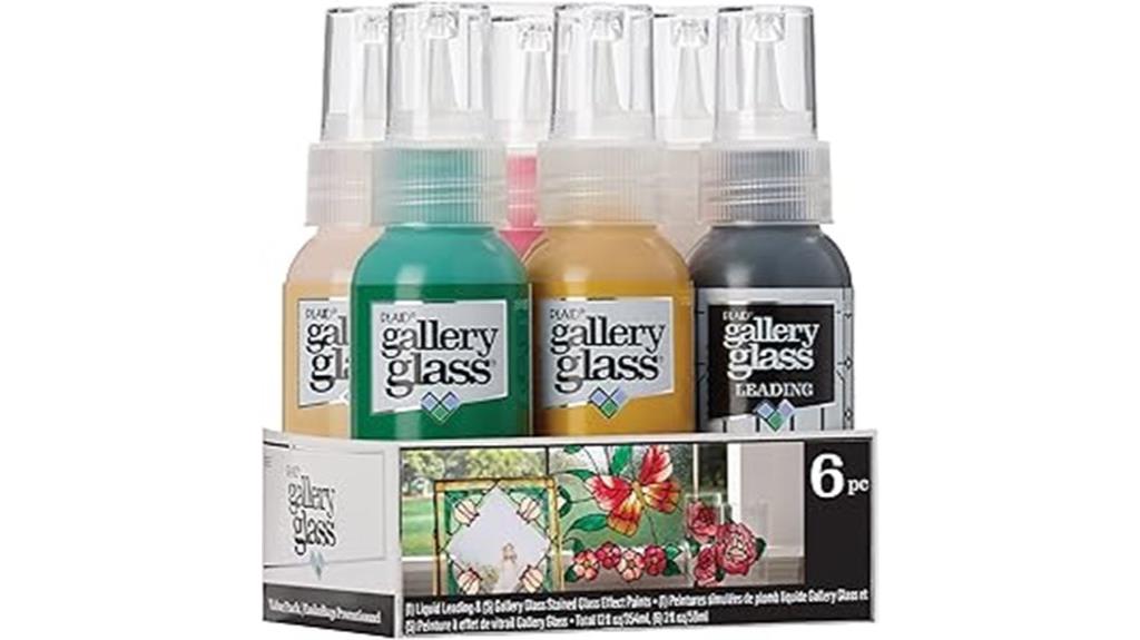 floral stained glass paint set of six