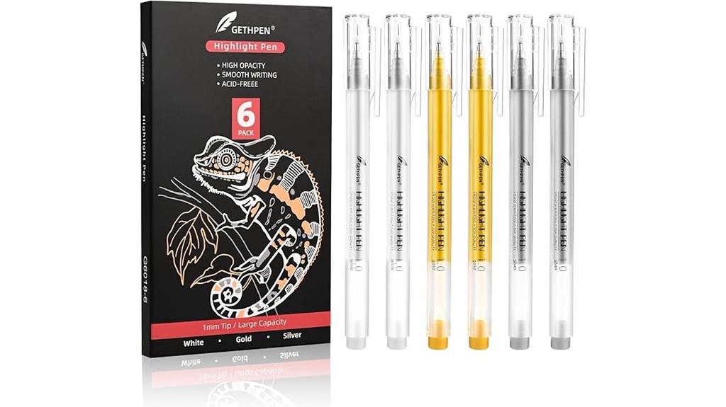 metallic fine tip pens