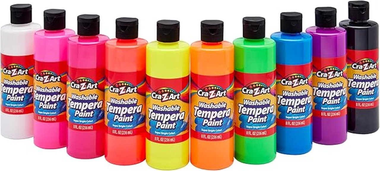 neon washable tempera set