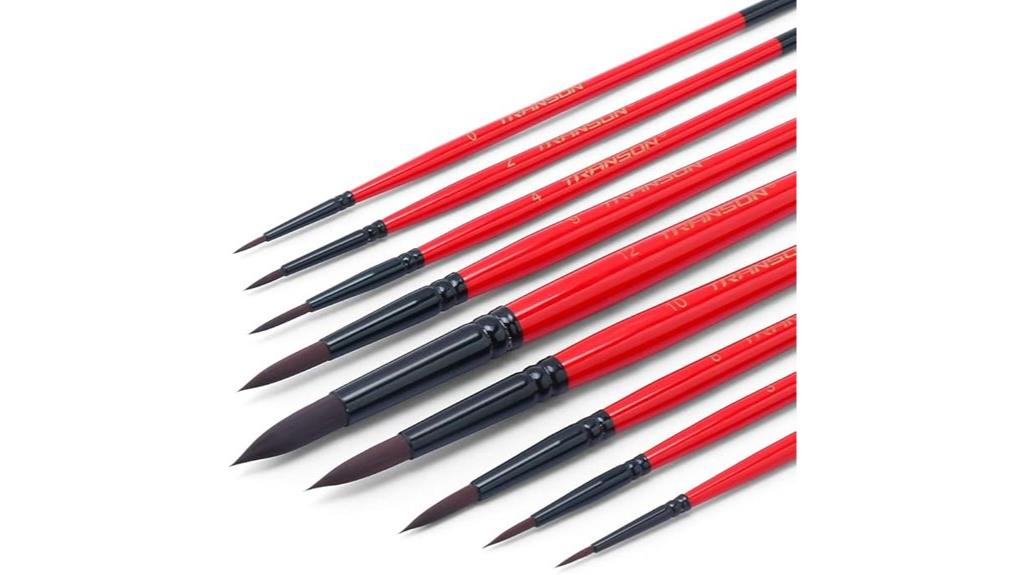 nine piece sable brushes