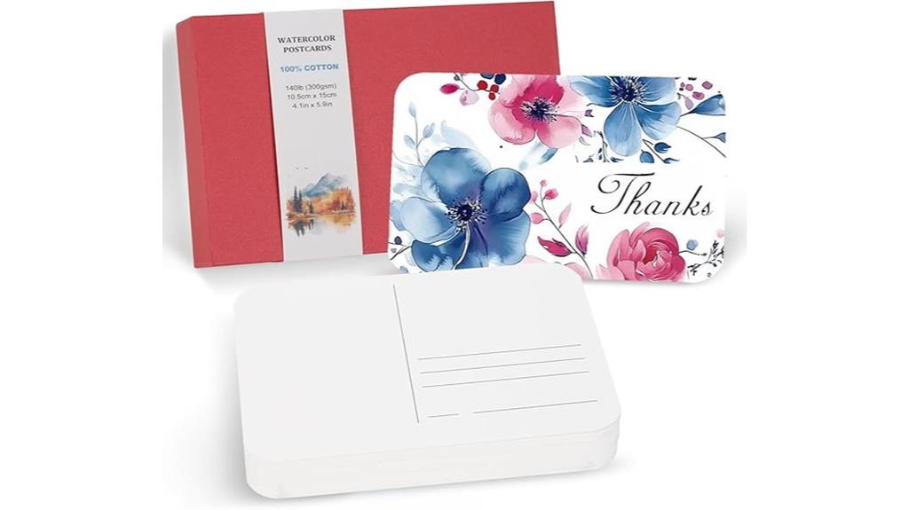 red watercolor postcard set