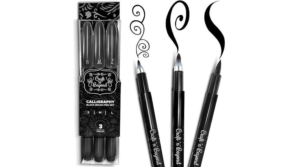 set of three brush pens