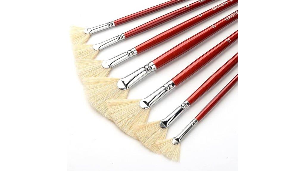 seven piece hog bristle fan brushes