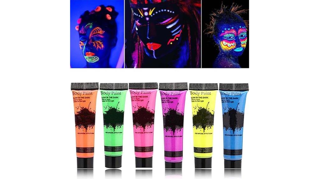 six piece glow paint set