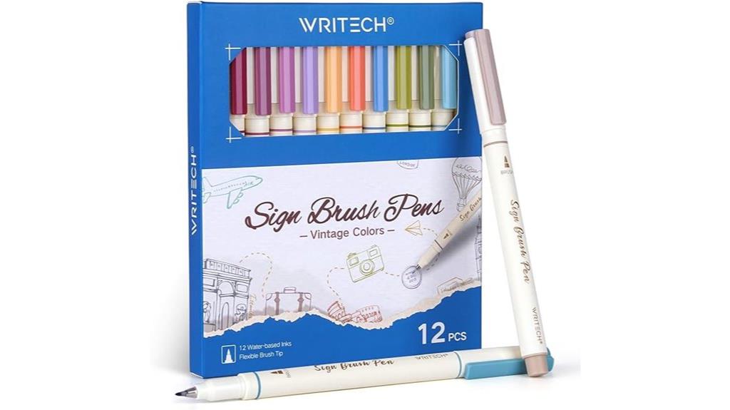 vintage color brush pens