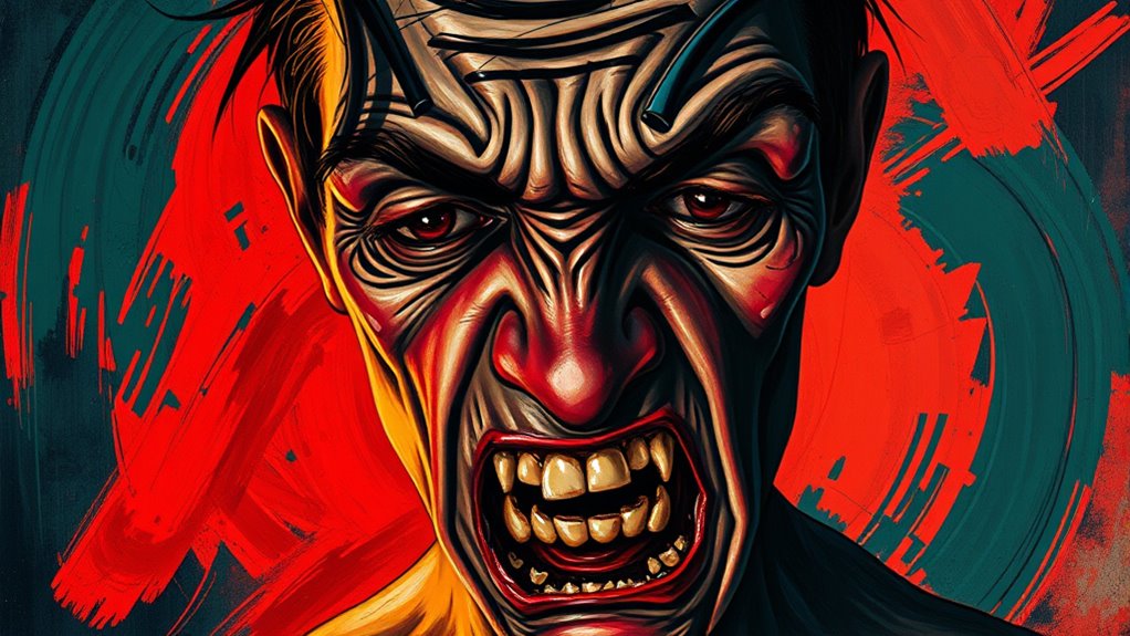 emotional distorted intense expression