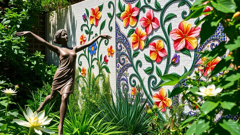 garden sculpture and murals
