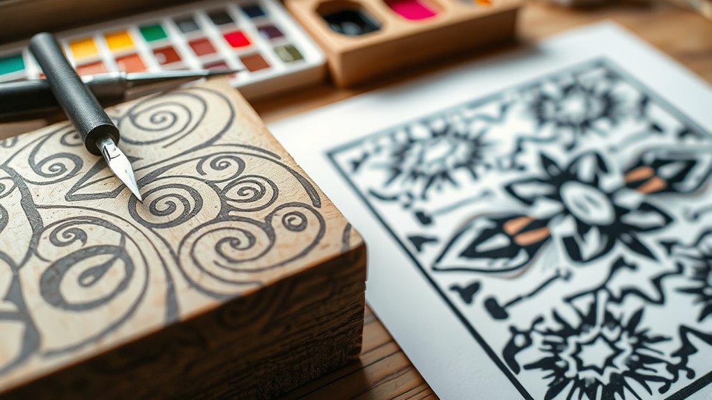 printmaking carving inking pressing