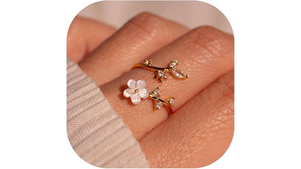 adjustable birthstone flower rings