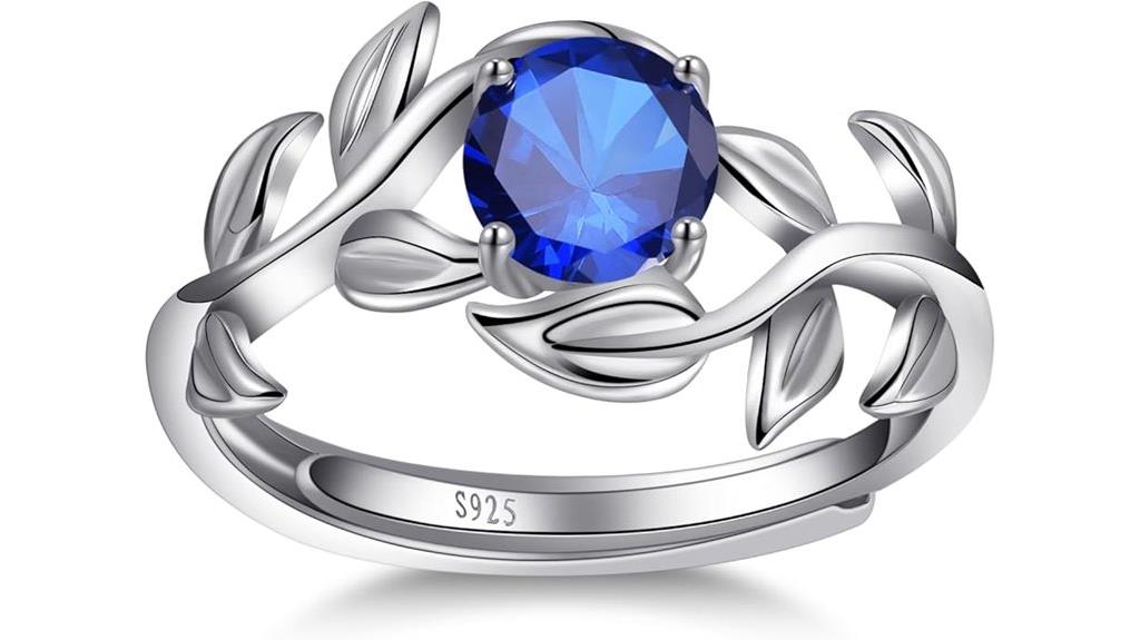 adjustable silver leaf ring