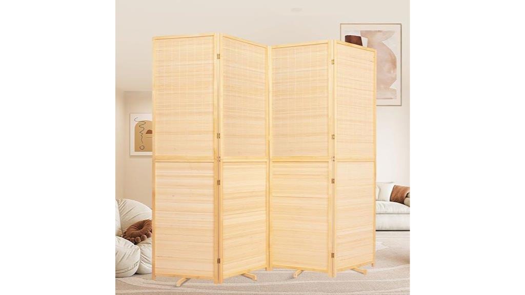 bamboo four panel room divider