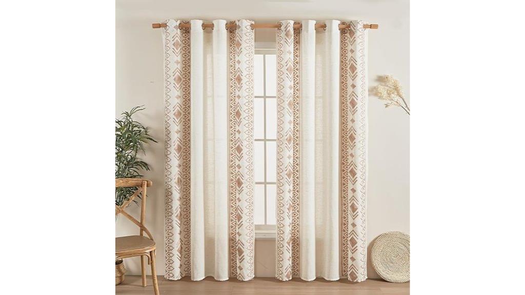 beige boho curtain panels
