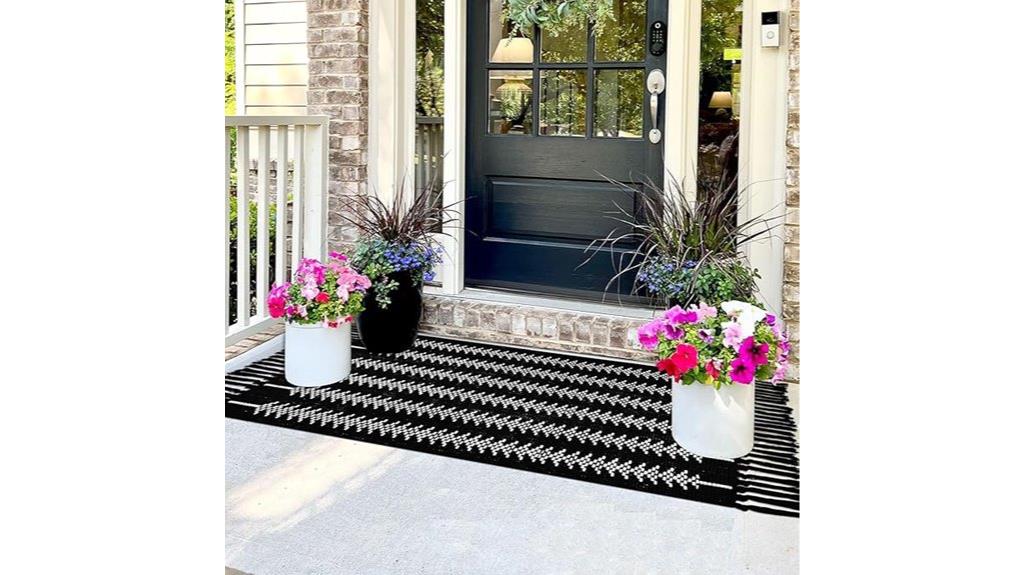 black and white boho rug