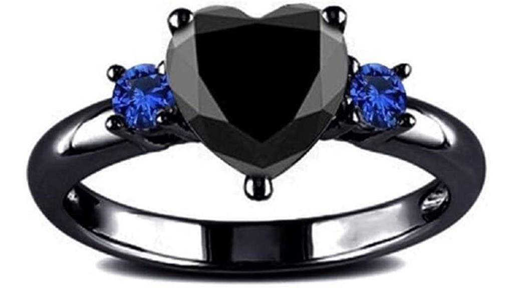 black gold heart ring