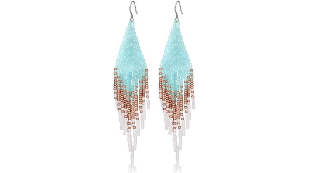 boho beaded blue tassels