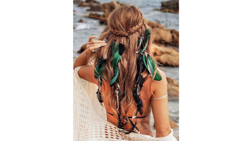 boho feather headband
