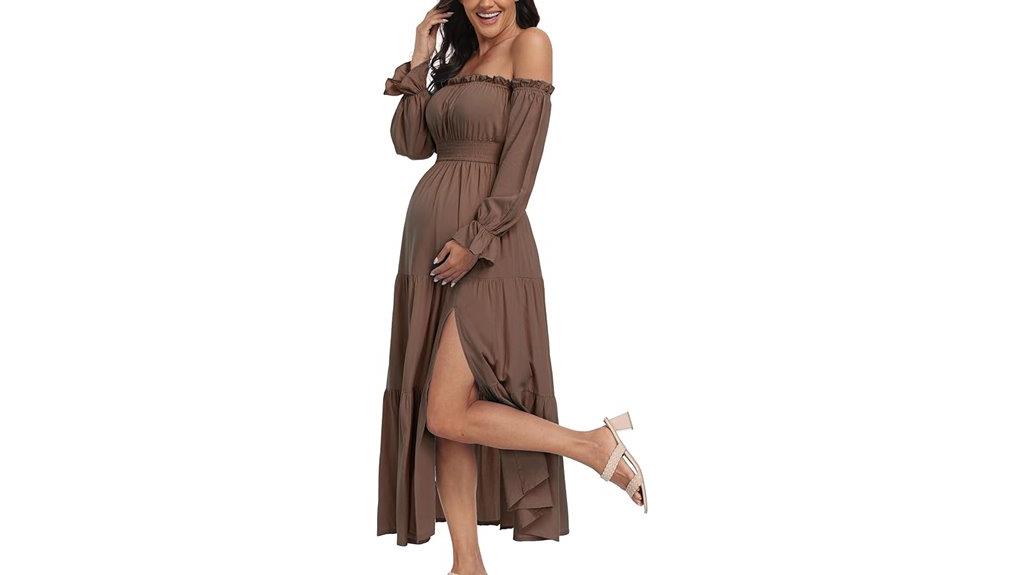 boho maternity off shoulder dress
