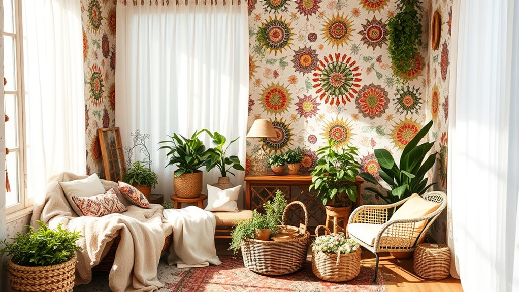 boho mural wallpaper ideas
