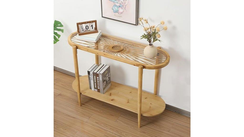 boho rattan console table