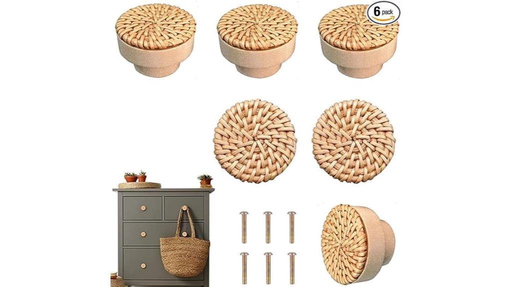 boho rattan drawer knobs