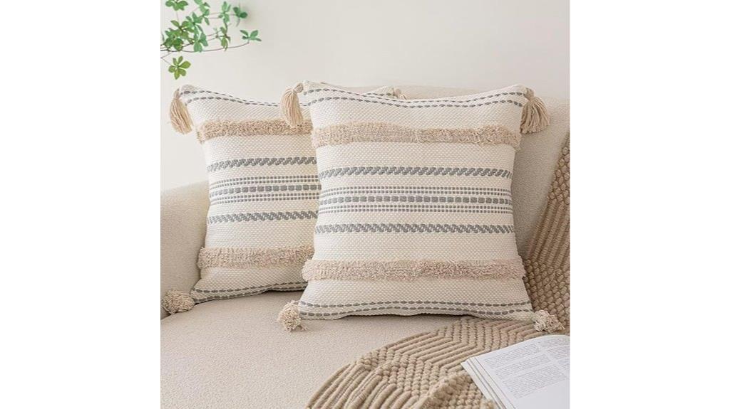 boho tassel pillow set