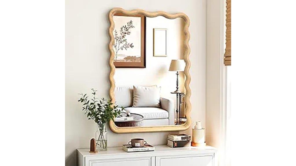 boho wooden frame mirror