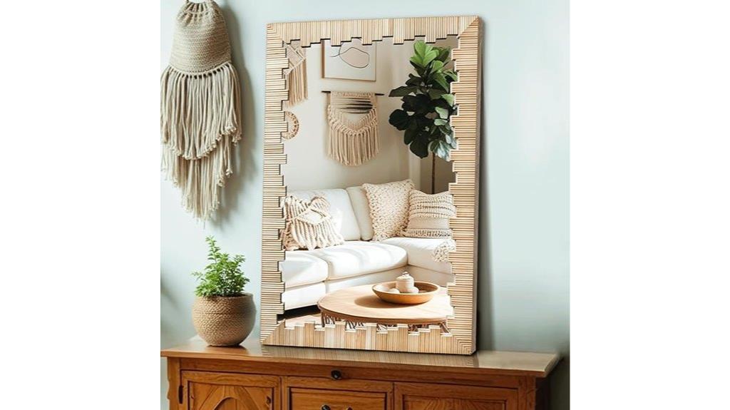boho wooden wall mirror