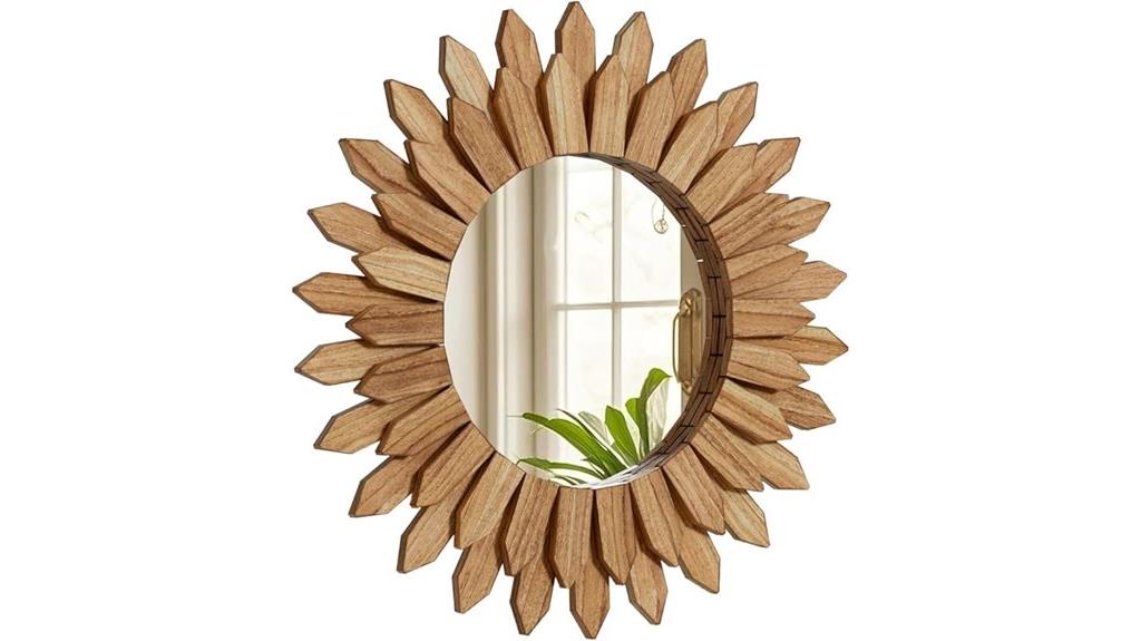 brown sunburst wall mirror