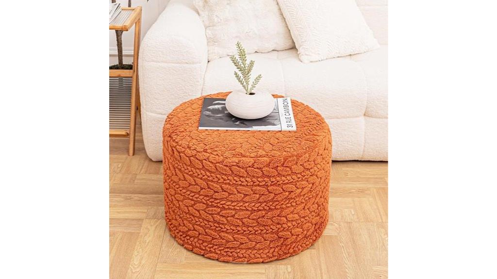burnt orange round ottoman