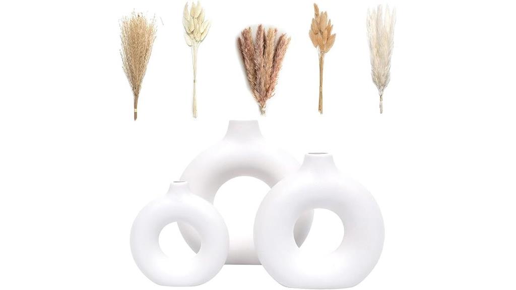 ceramic vase set with pampas