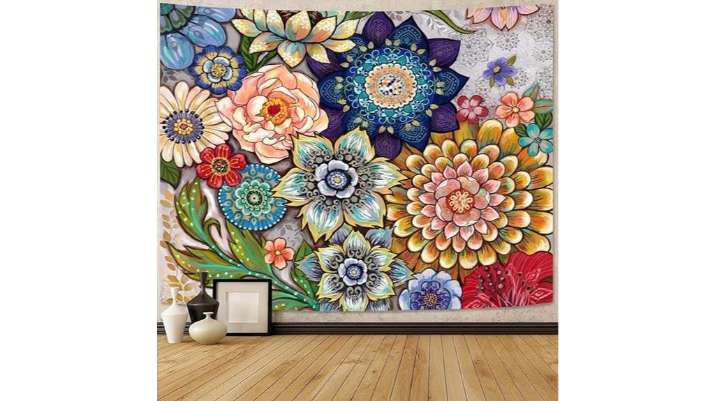 colorful floral tapestry wall hanging