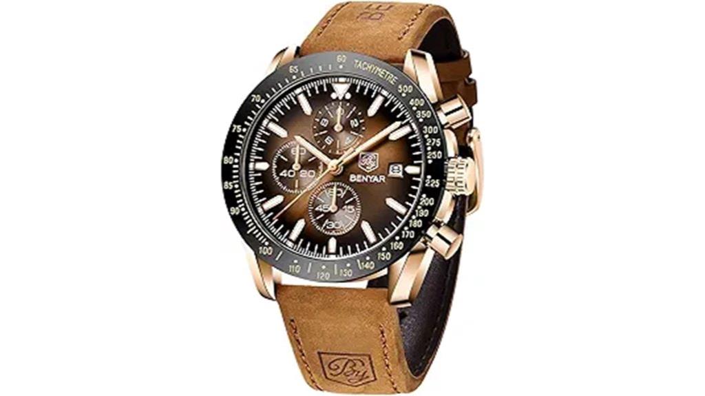 elegant waterproof leather watch