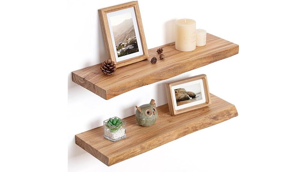 elm wood floating shelves