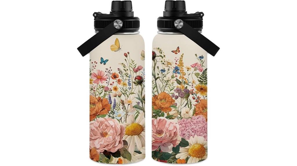 floral boho water bottle