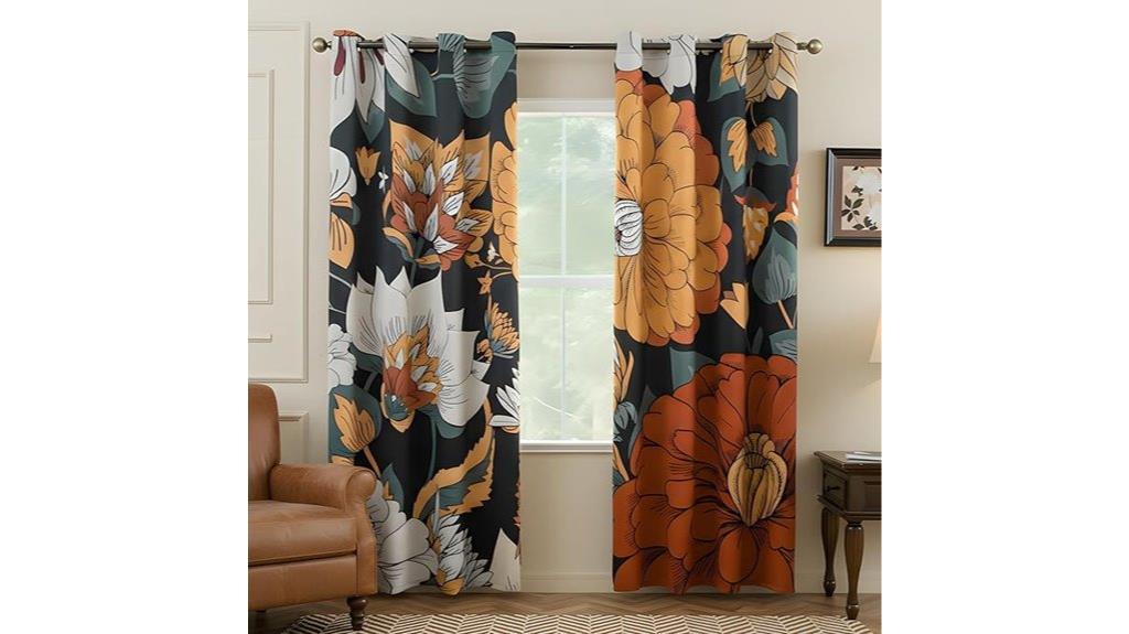 floral pattern darkening curtains