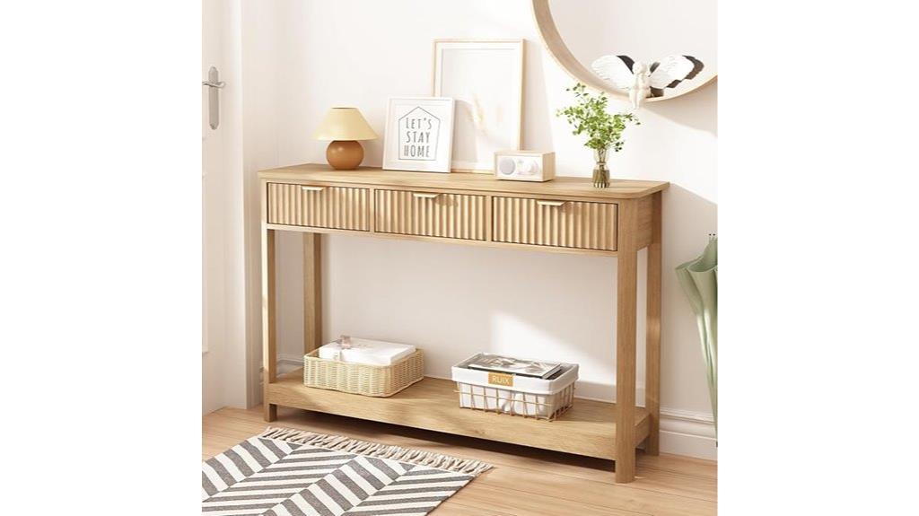 fluted drawer console table