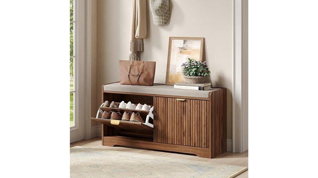 fluted shoe bench storage