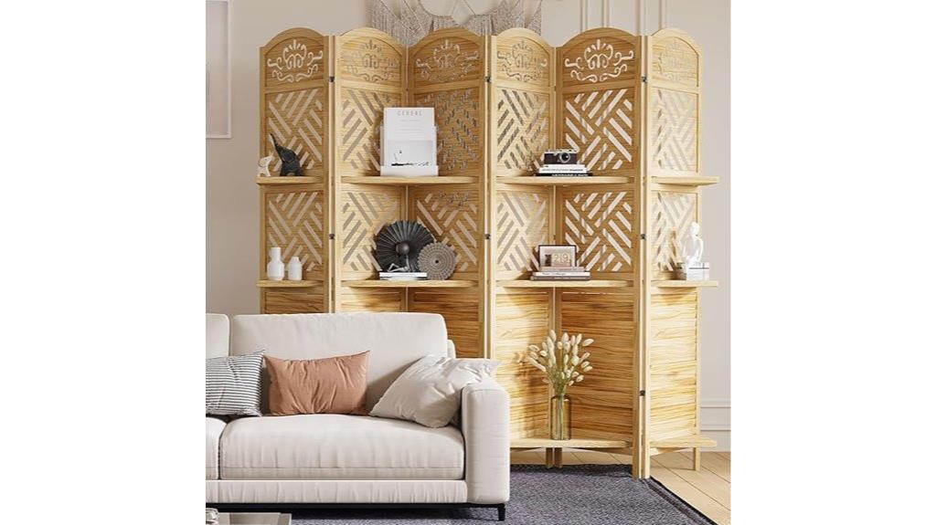 folding wooden shelved screen