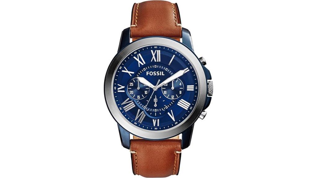 fossil grant leather chronograph
