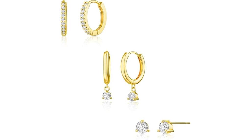 gold hoop earrings set