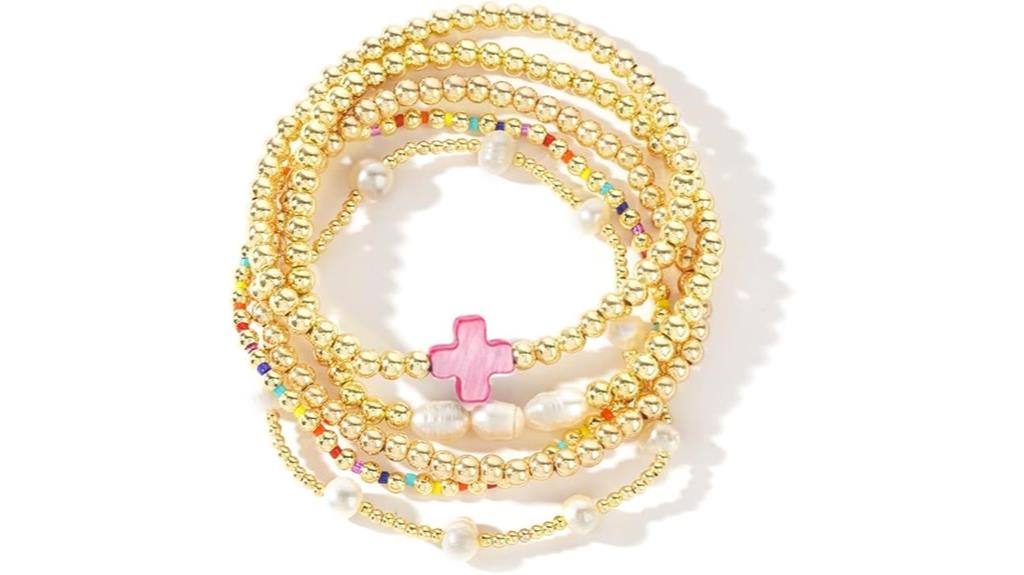 gold pearl cross stack
