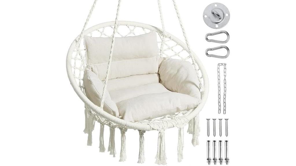 green macrame hammock chair