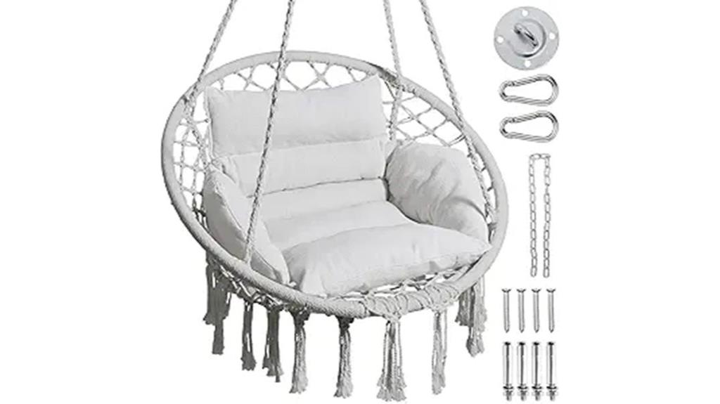 green macrame swing chair