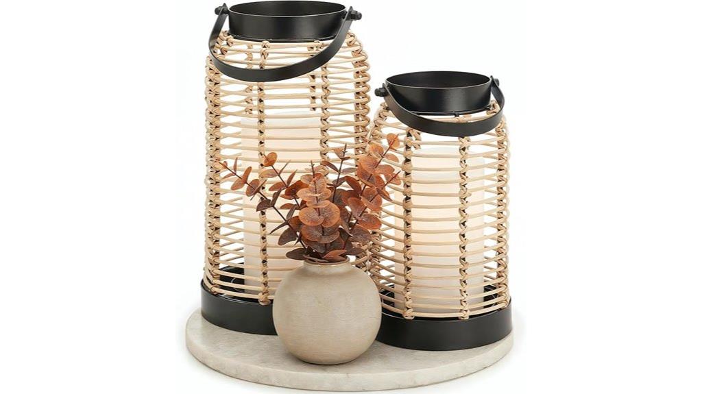 handcrafted rattan boho lanterns